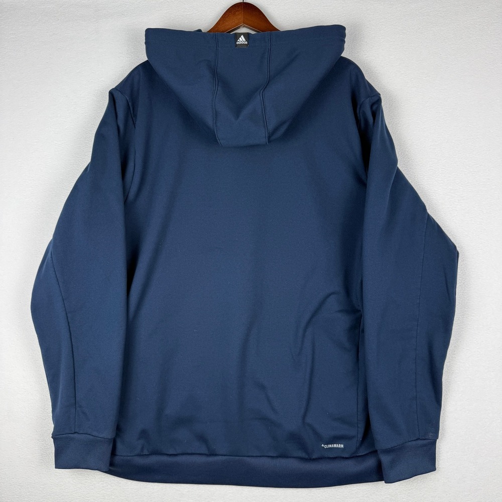 Adidas Basketball Club Hoodie Mens 2XL Navy Blue ClimaWarm Pullover EC6233 - Picture 3 of 13